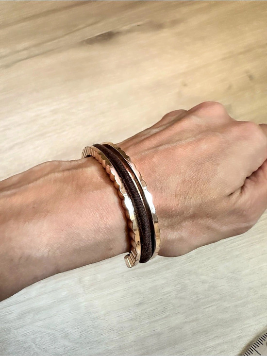 No brand Jewelry - Rose Gold Tone Hair Tie Holder Cuff Bracelet Ribbed Metal Functional Jewelry